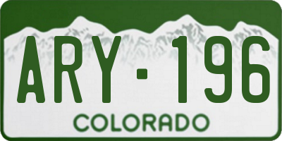 CO license plate ARY196