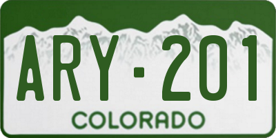 CO license plate ARY201