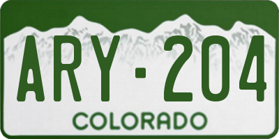 CO license plate ARY204
