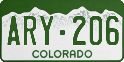 CO license plate ARY206