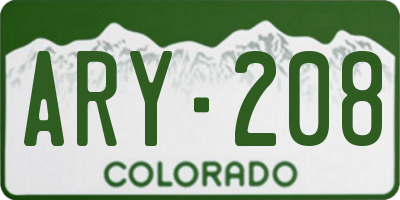 CO license plate ARY208