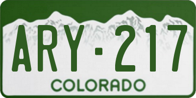 CO license plate ARY217