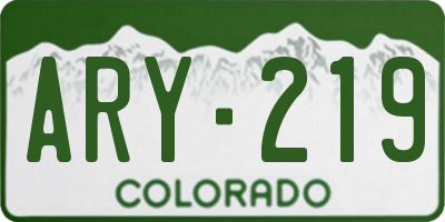 CO license plate ARY219