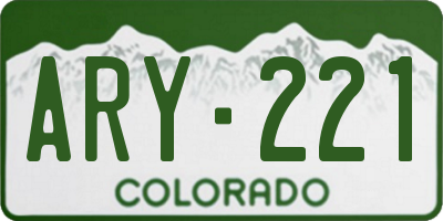CO license plate ARY221