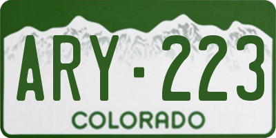 CO license plate ARY223