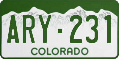CO license plate ARY231