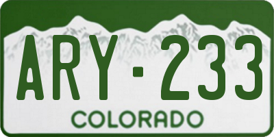 CO license plate ARY233