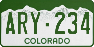 CO license plate ARY234