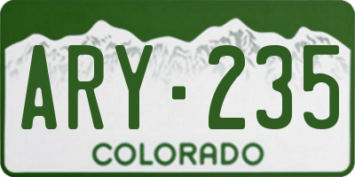 CO license plate ARY235