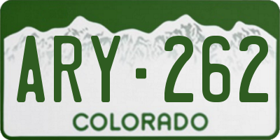 CO license plate ARY262