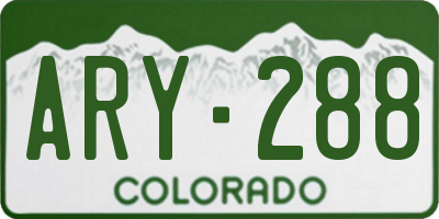 CO license plate ARY288