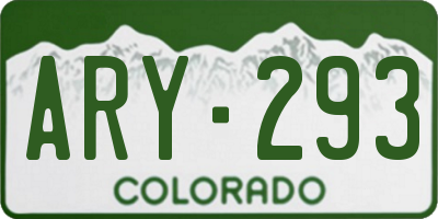 CO license plate ARY293