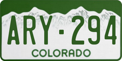 CO license plate ARY294