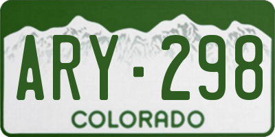 CO license plate ARY298