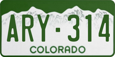 CO license plate ARY314