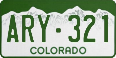 CO license plate ARY321