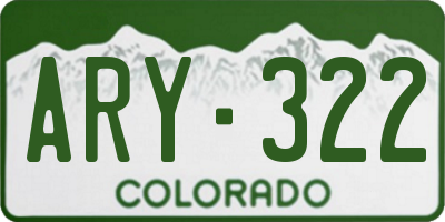 CO license plate ARY322