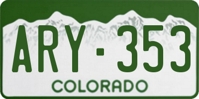CO license plate ARY353
