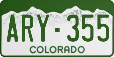CO license plate ARY355