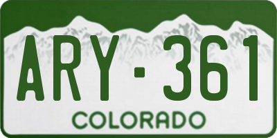 CO license plate ARY361