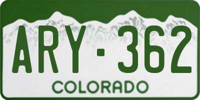 CO license plate ARY362