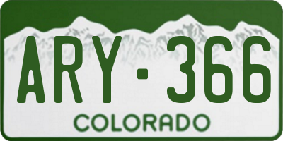 CO license plate ARY366