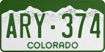 CO license plate ARY374