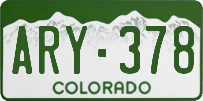 CO license plate ARY378