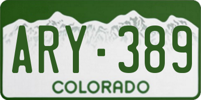 CO license plate ARY389