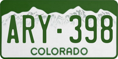 CO license plate ARY398