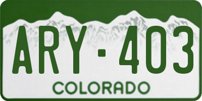 CO license plate ARY403