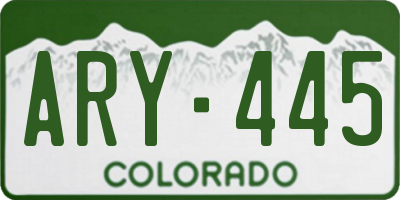 CO license plate ARY445