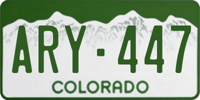 CO license plate ARY447