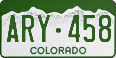 CO license plate ARY458