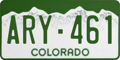 CO license plate ARY461