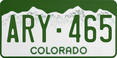 CO license plate ARY465