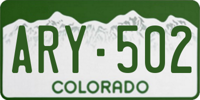 CO license plate ARY502