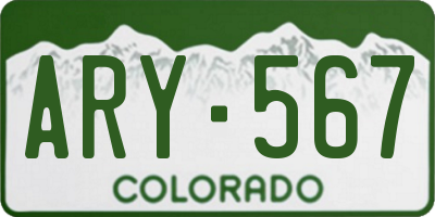 CO license plate ARY567