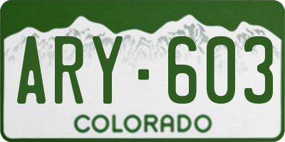 CO license plate ARY603