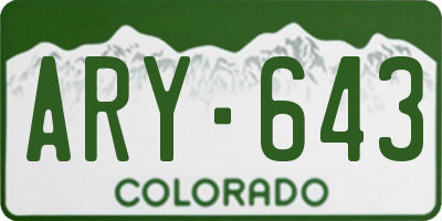 CO license plate ARY643