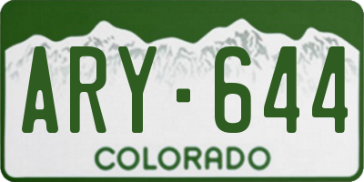 CO license plate ARY644