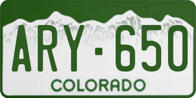 CO license plate ARY650