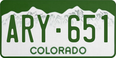 CO license plate ARY651