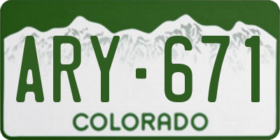 CO license plate ARY671