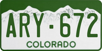 CO license plate ARY672