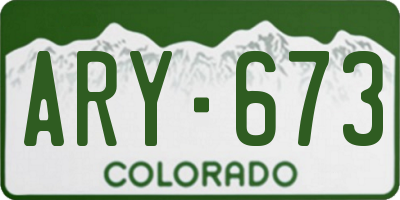 CO license plate ARY673