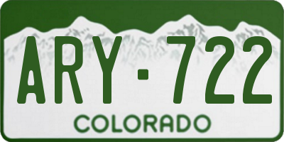CO license plate ARY722