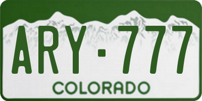 CO license plate ARY777