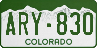 CO license plate ARY830
