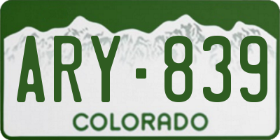 CO license plate ARY839